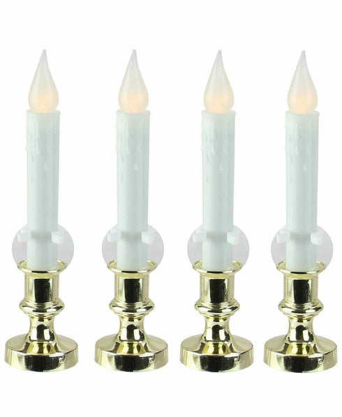 Northlight Set of 4 LED Flickering Window Christmas Candle Lamp with Timer 8.5"